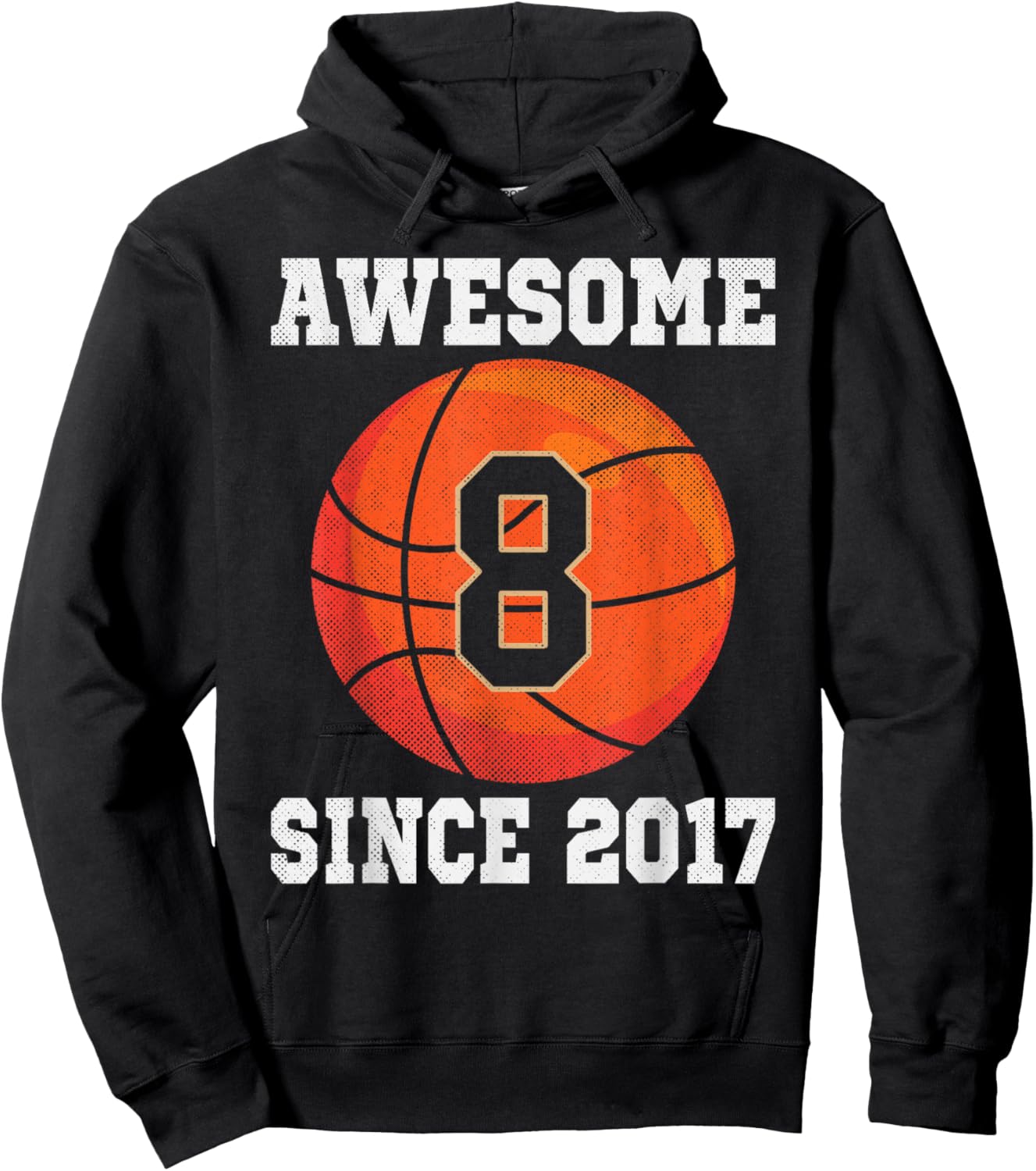 8th Birthday Basketball Lover 8 Years Old Vintage Sports Hoodie - Hoodie | Black