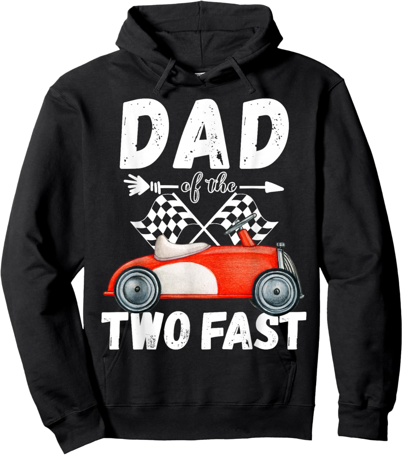 Dad Of The Two Fast 2 Curious Birthday 2nd Little Racer Hoodie - Hoodie | Black