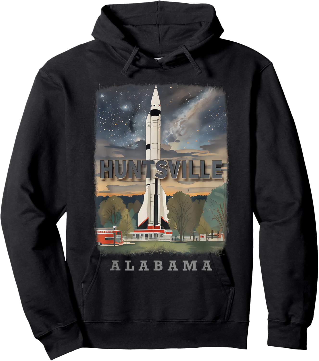 Huntsville Alabama AL Rocket City SD047 Hoodie - Hoodie | Black