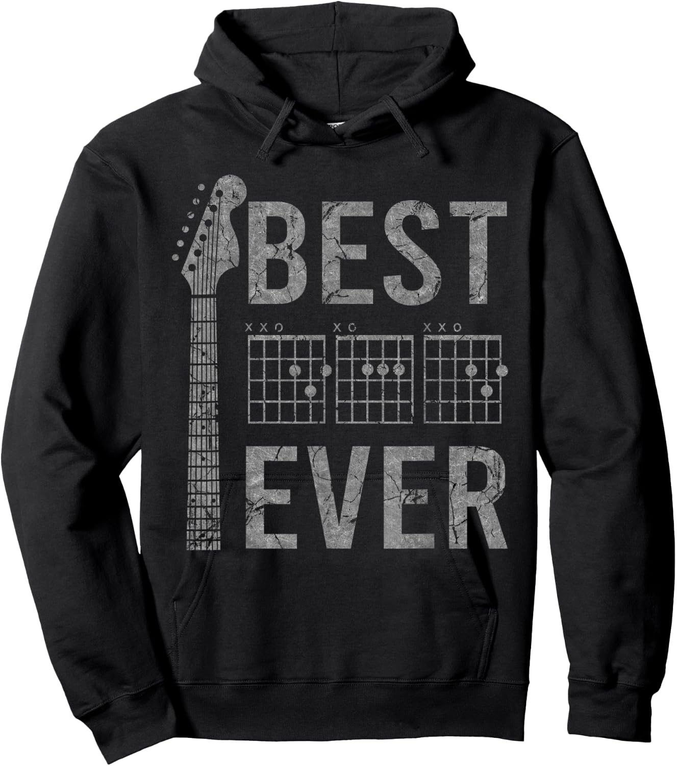 Best Dad Ever Chord Guitar Guitarist Father's Day Musician Hoodie - Hoodie | Black