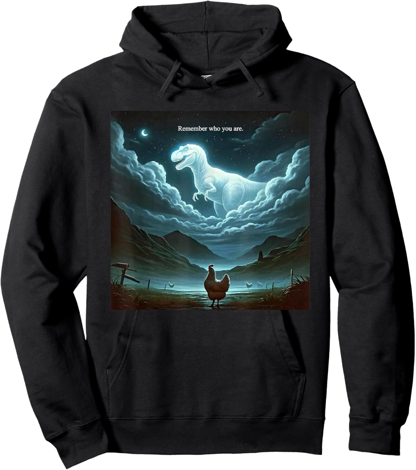 Remember Who are You Dinosaur Chicken Hoodie - Hoodie | Black