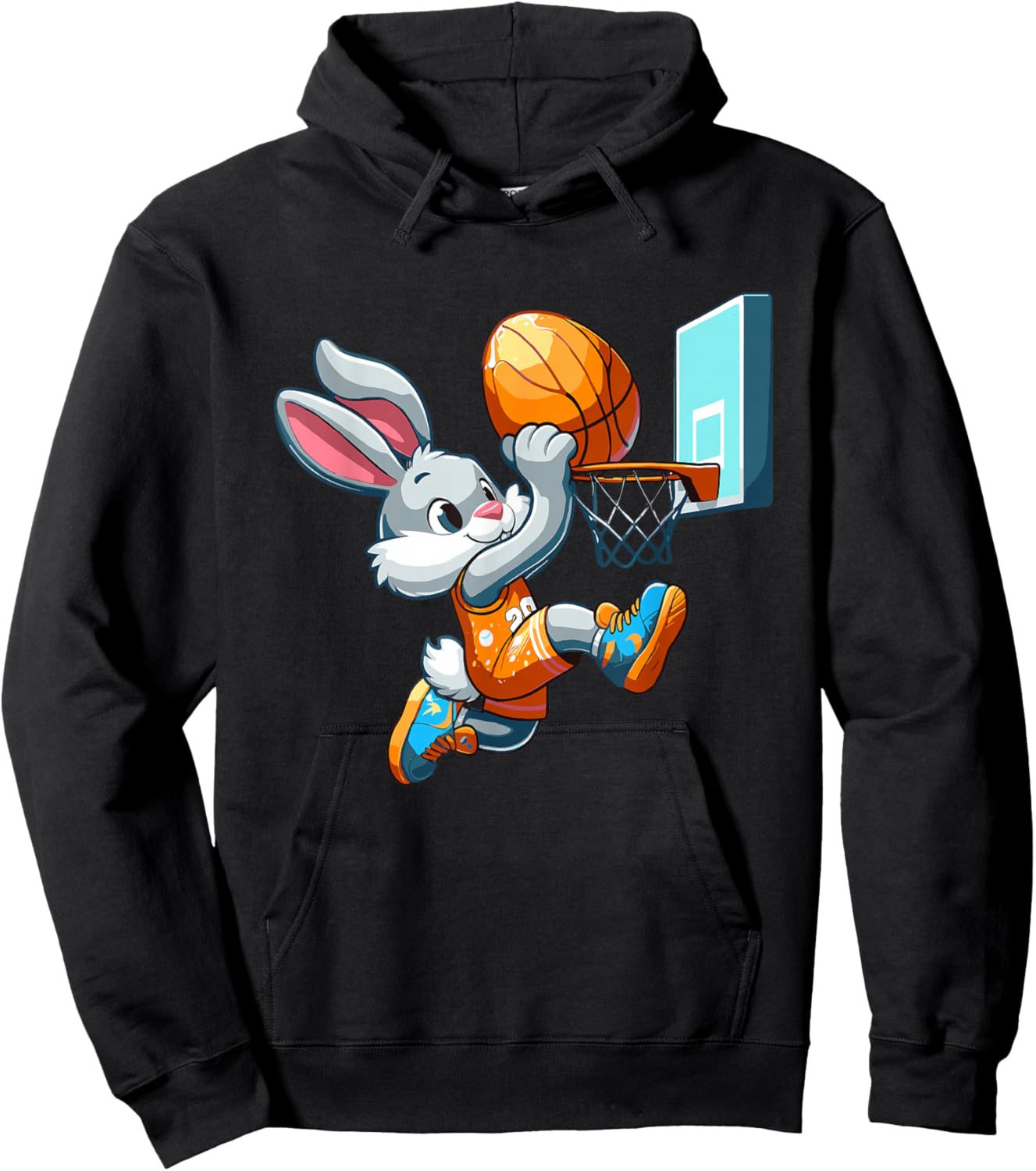 Bunny Rabbit Playing Dunking Basketball Easter Egg Dunk Kids Hoodie - Hoodie | Black