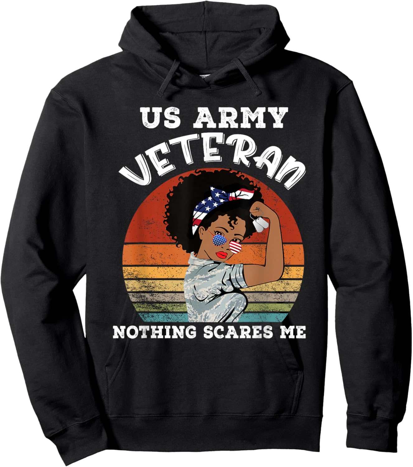 African American Woman Army Veteran Black Woman Army Veteran Hoodie - Hoodie | Black