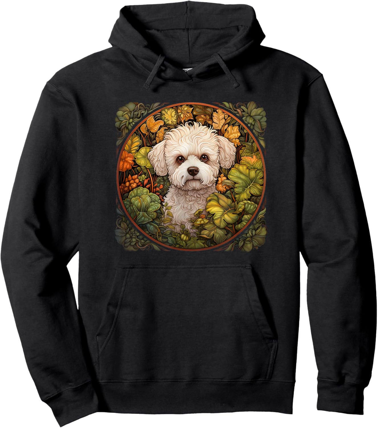Girls Beautiful Illustration Bichon Frise Lover Hoodie - Hoodie | Black