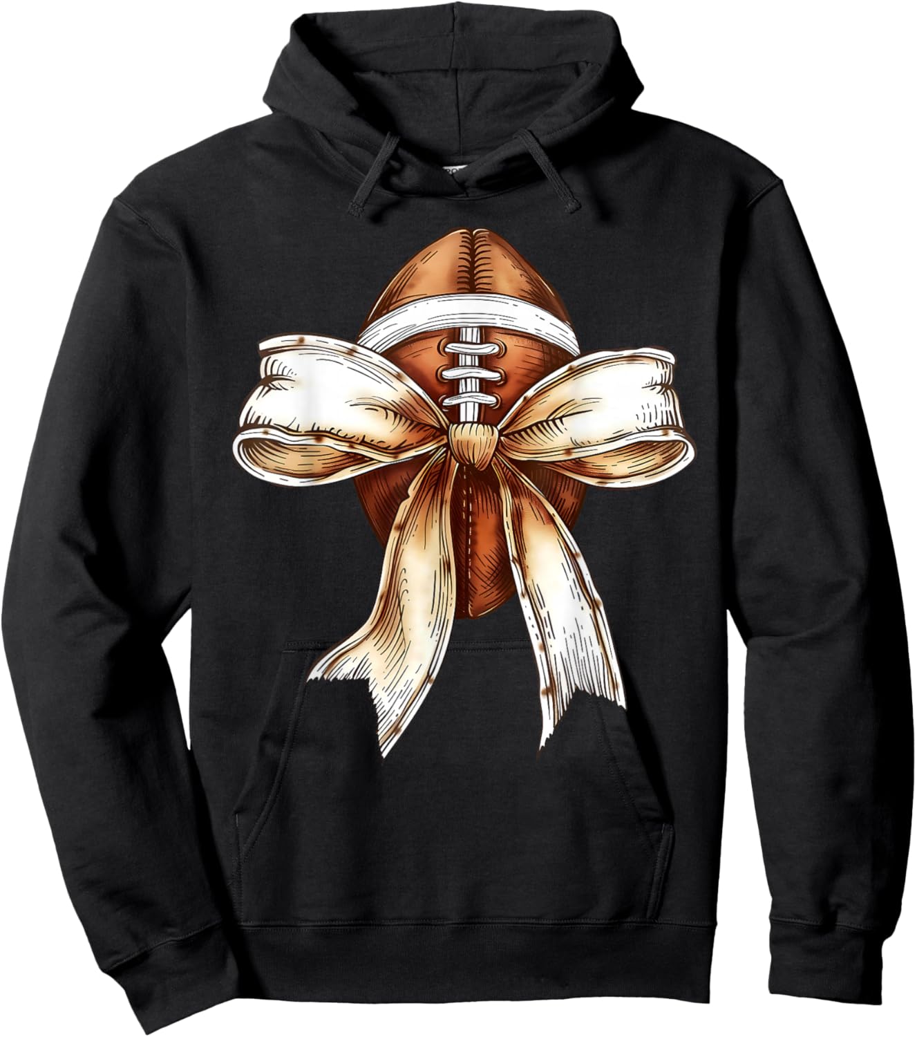 Coquette Bow Football Player American Football Season Funny Hoodie - Hoodie | Black