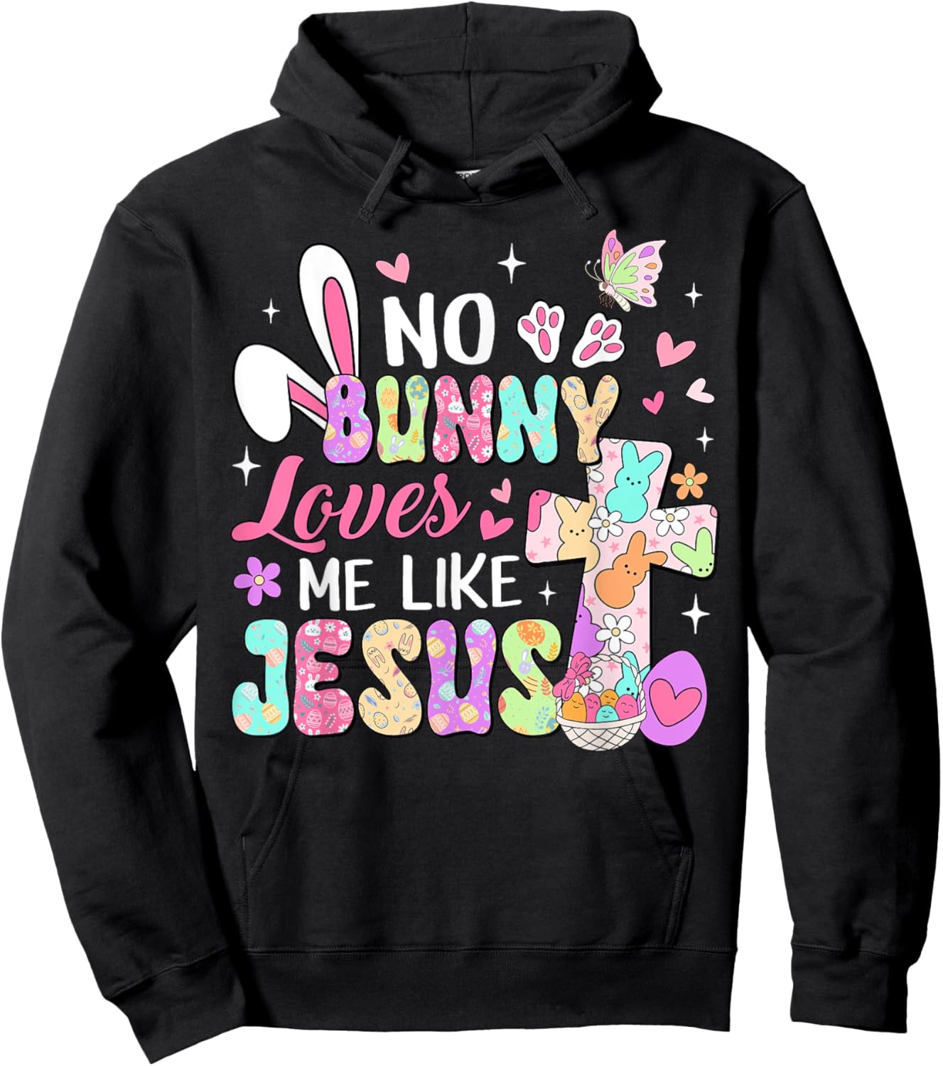 No Bunny Loves Me Like Jesus Religious Easter Christian Kids Hoodie - Hoodie | Black