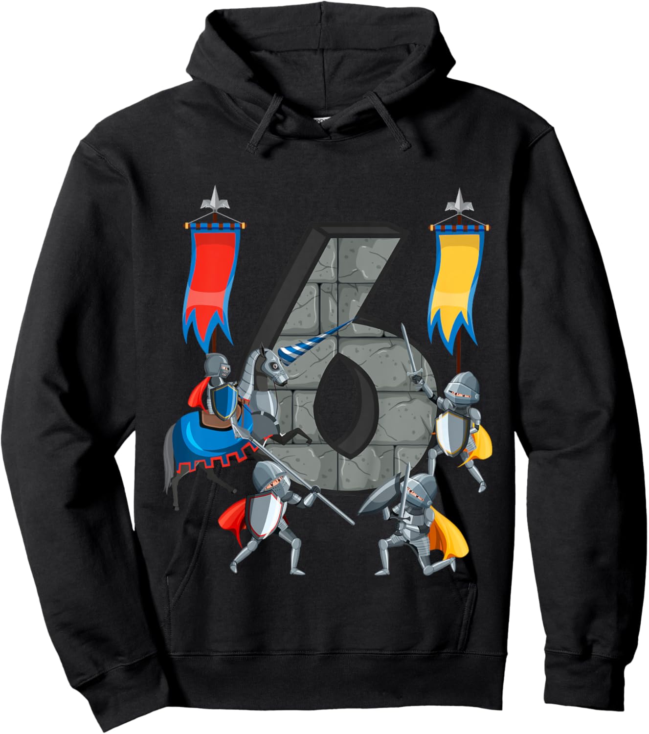 Medieval Knights Middle Ages History Castle 6th Birthday Hoodie - Hoodie | Black