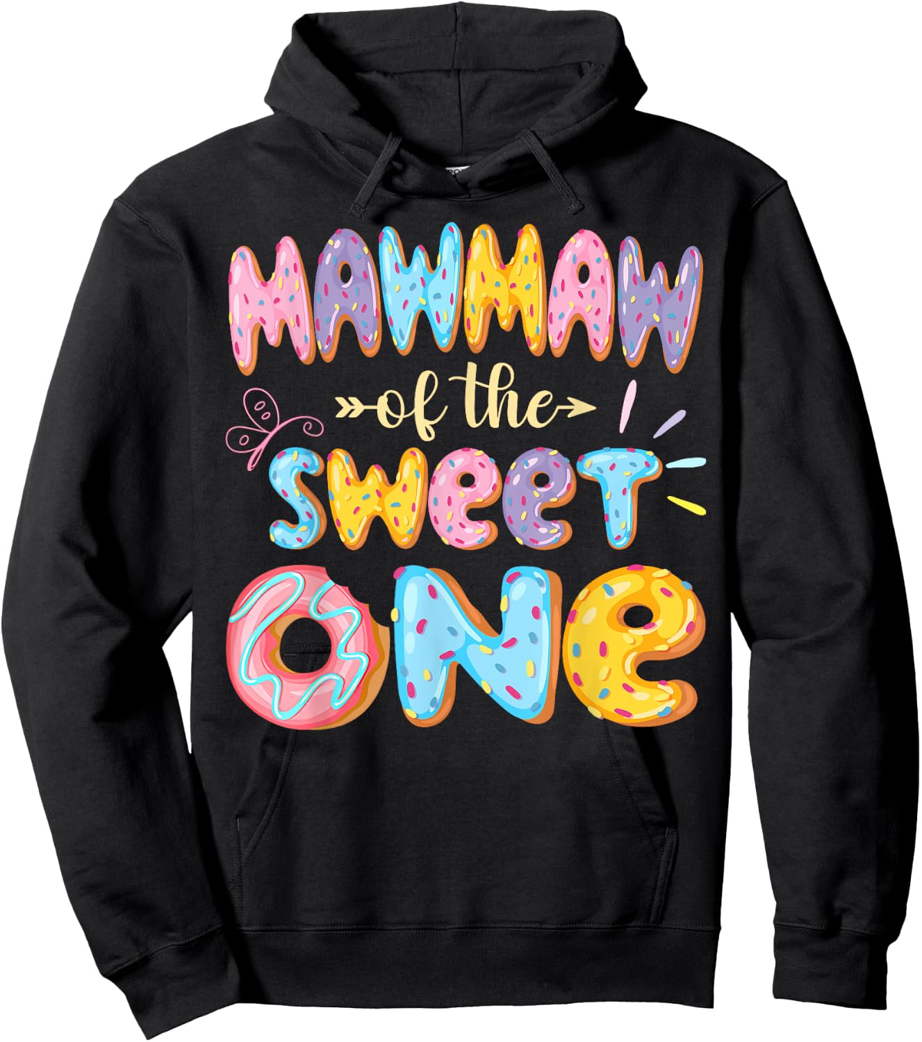 Mawmaw Of The Sweet One 1St Birthday Girl Donut Matching Hoodie - Hoodie | Black
