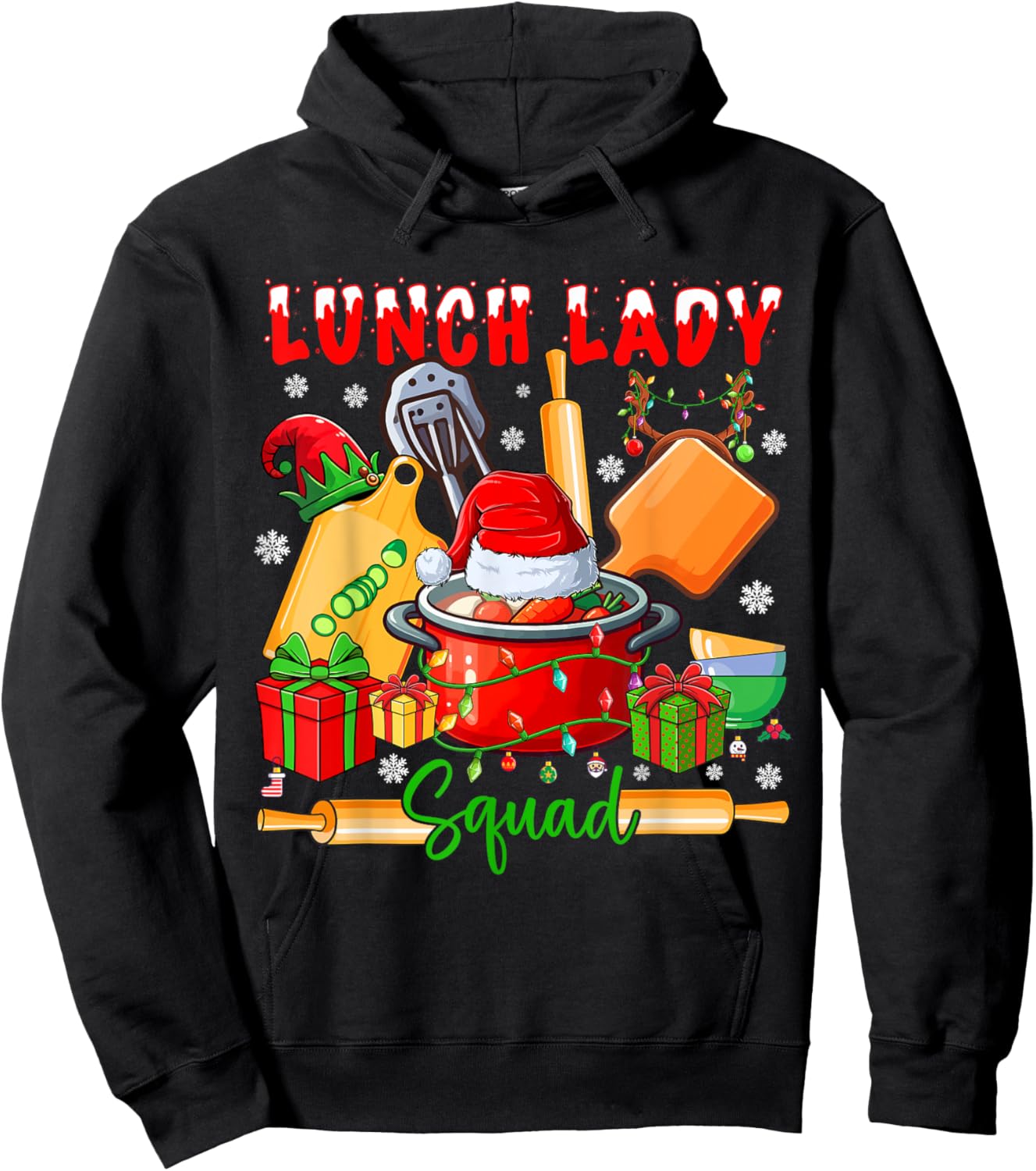 Lunch Lady Squad Christmas Santa Elf Nursing Tools Hoodie - Hoodie | Black