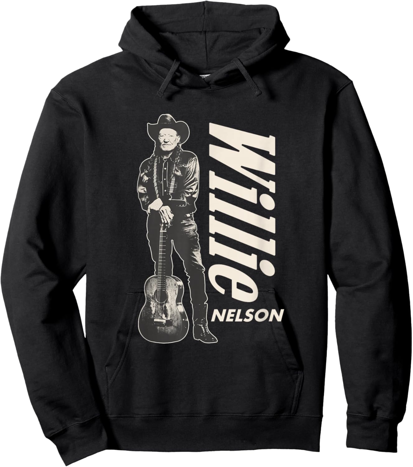 Official Willie Nelson Standing Guitar Hoodie - Hoodie | Black