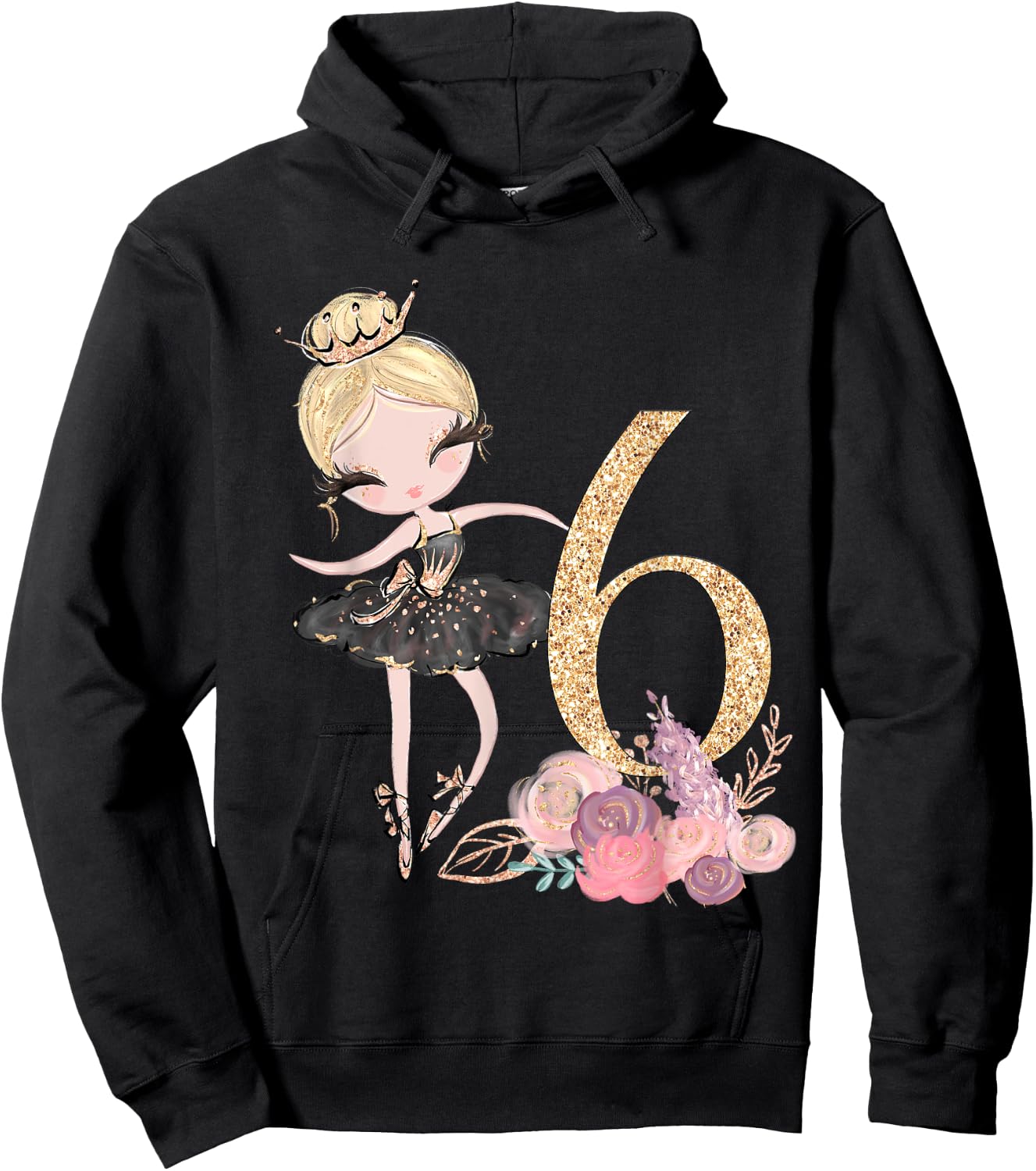 6th Birthday Party Ballerina Dance Ballet Tutu Girls Six Hoodie - Hoodie | Black