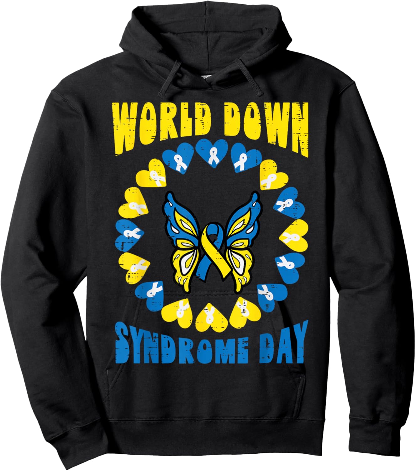 World Down Syndrome Day Butterfly Awareness Men Women Kids Hoodie - Hoodie | Black