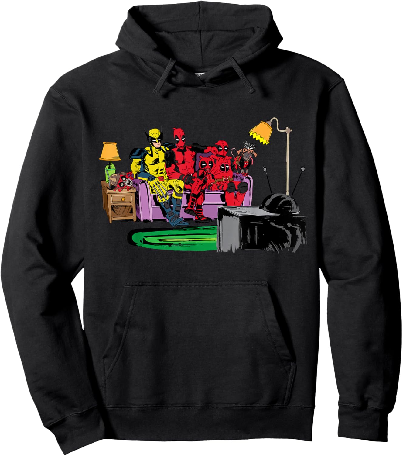 Marvel Deadpool & Wolverine The Simpsons Couch Gag Homage Hoodie - Hoodie | Black