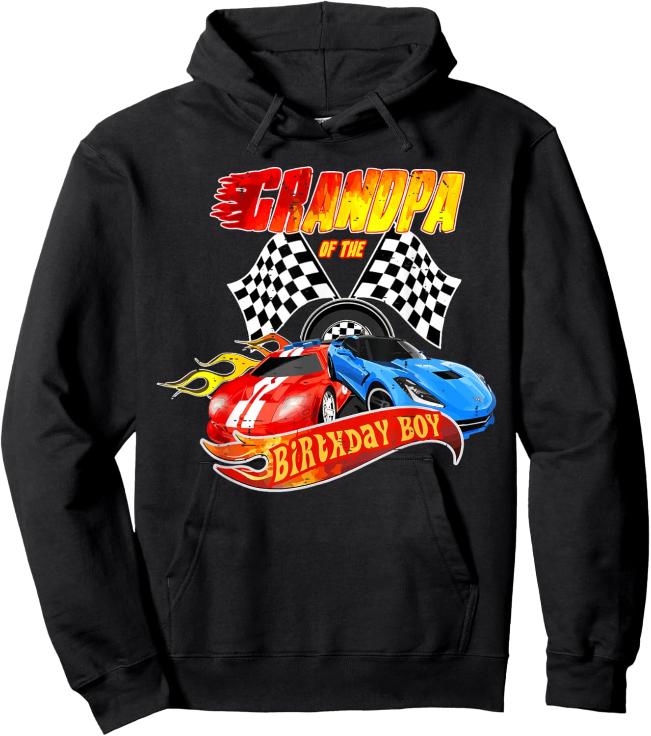 Grandpa Of The Birthday Boy Race Car Birthday Party Racing Hoodie - Hoodie | Black