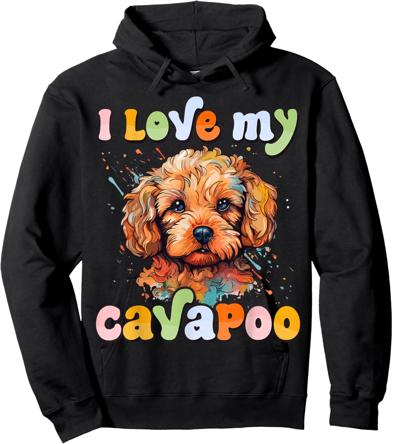 I Love My Cavapoo - Dog Lover Cavoodle Owner Women Girls Kids Hoodie - Hoodie | Black