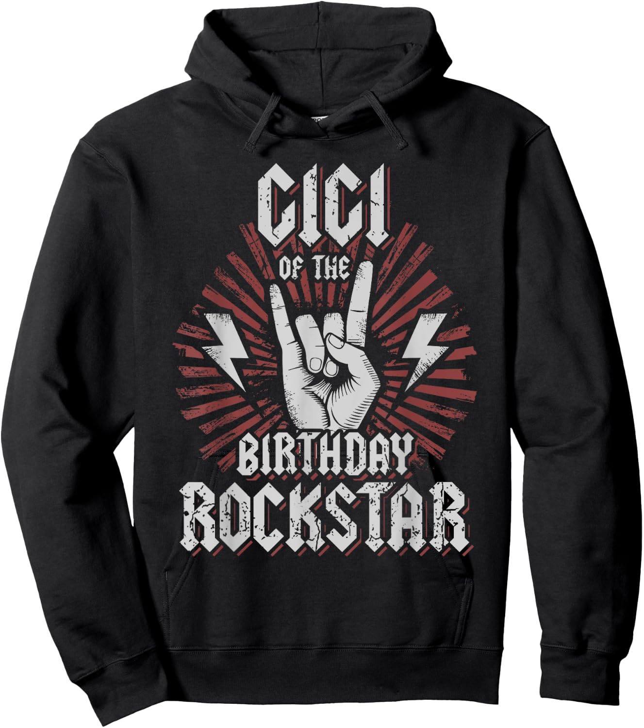 Gigi of the Birthday Rockstar Matching Rocker Rock Star Hoodie - Hoodie | Black