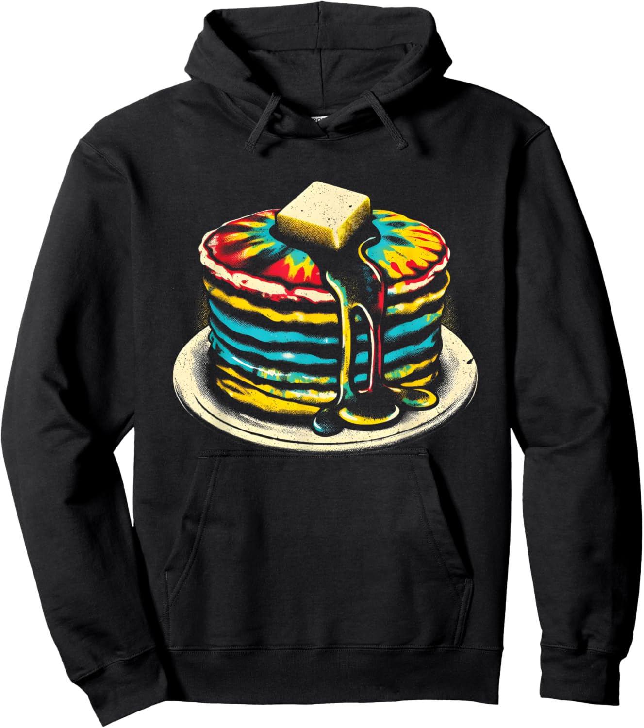 Pancakes Tie Dye - Vintage Pastry Chef Cook Hotcakes Lover Hoodie - Hoodie | Black