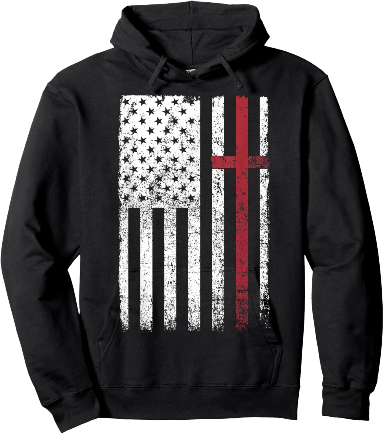 Christian US - USA Flag American Christ - Cross Hoodie - Hoodie | Black