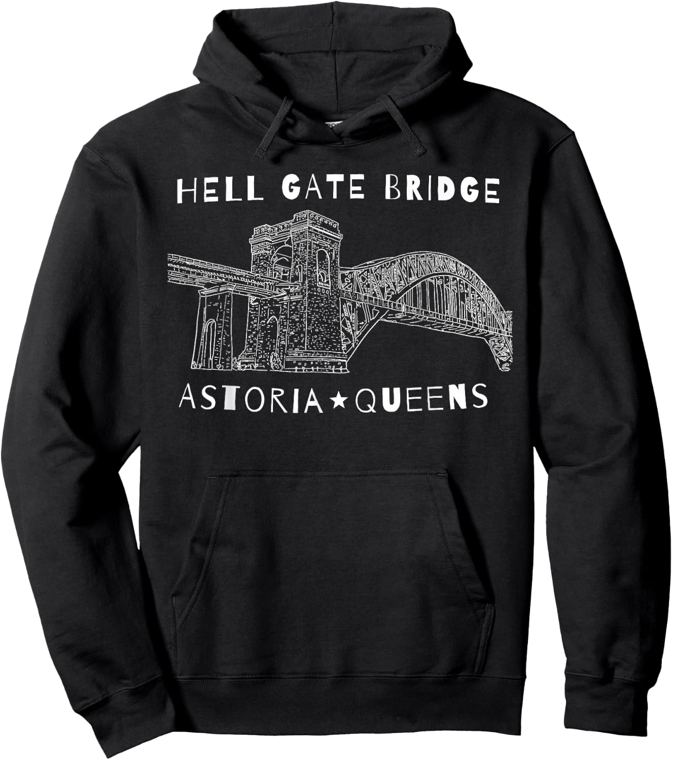 Astoria Queens Hell Gate Bridge New York City illustration Hoodie - Hoodie | Black