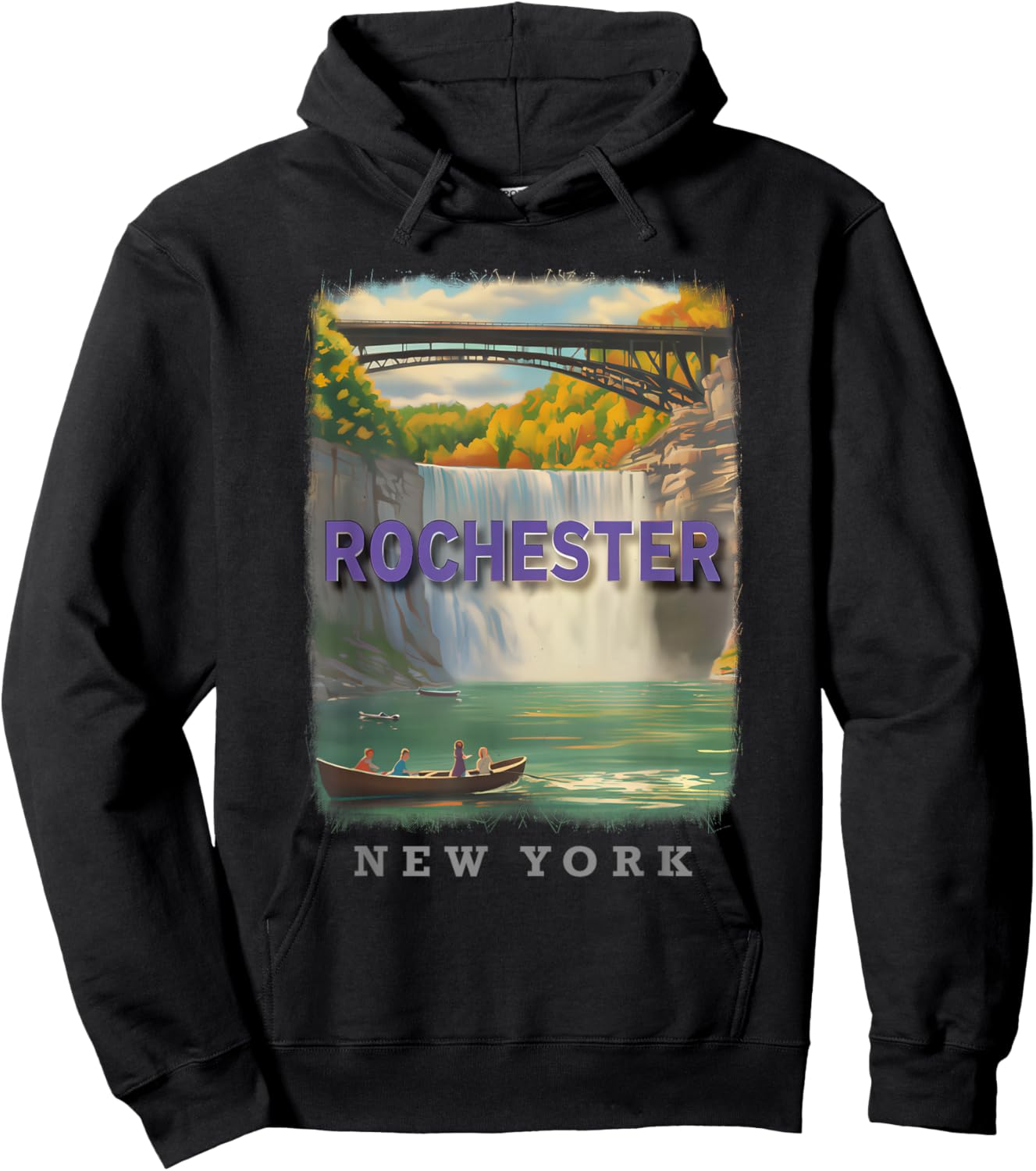 Rochester New York NY Waterfront Charm SD067 Hoodie - Hoodie | Black