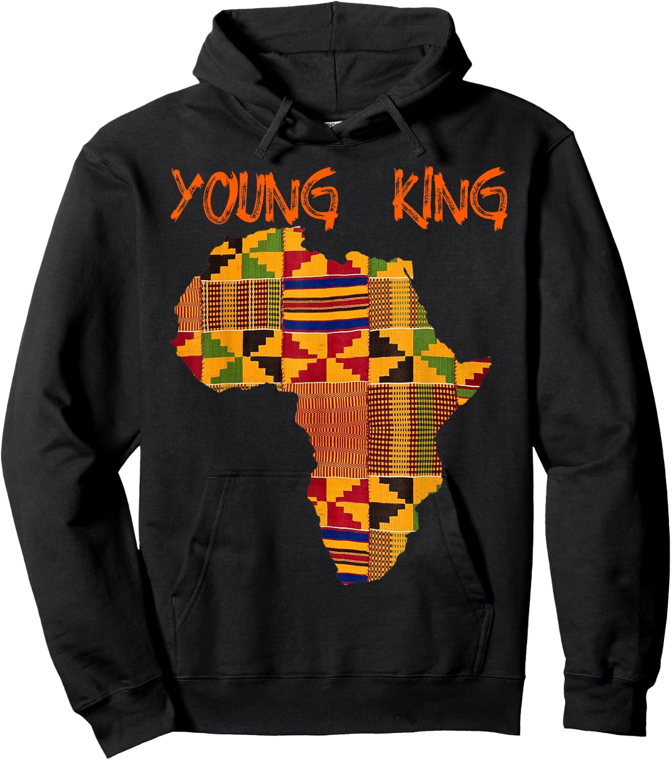 Boys African Kente Print Little Kids with King Kente Hoodie - Hoodie | Black
