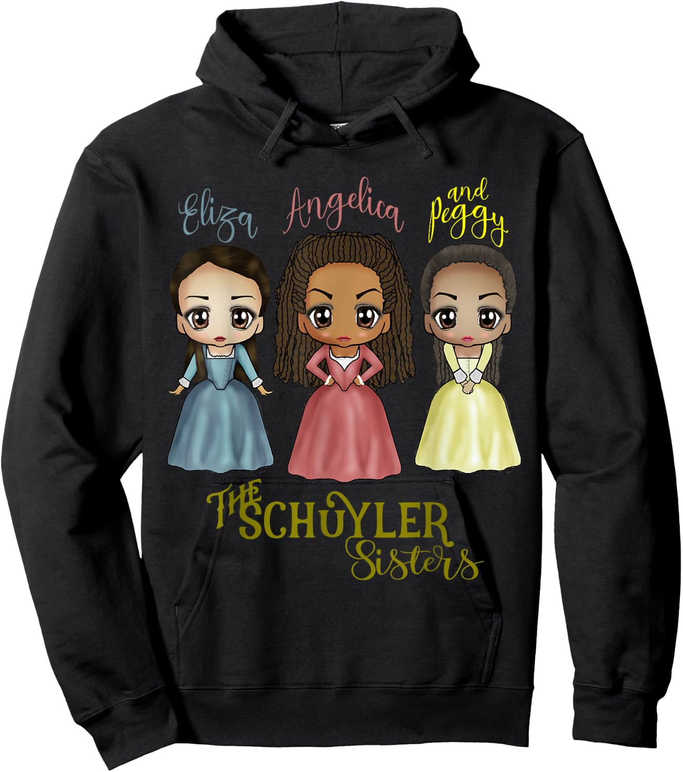 Schuyler Sisters - Kawaii Art by Mary Layton Hoodie - Hoodie | Black