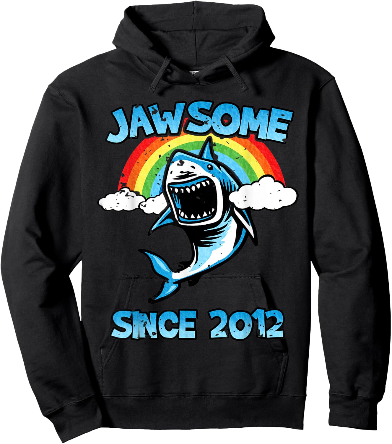 Jawsome Since 2012 Happy Shark 7 Birthday Gift Hoodie - Hoodie | Black