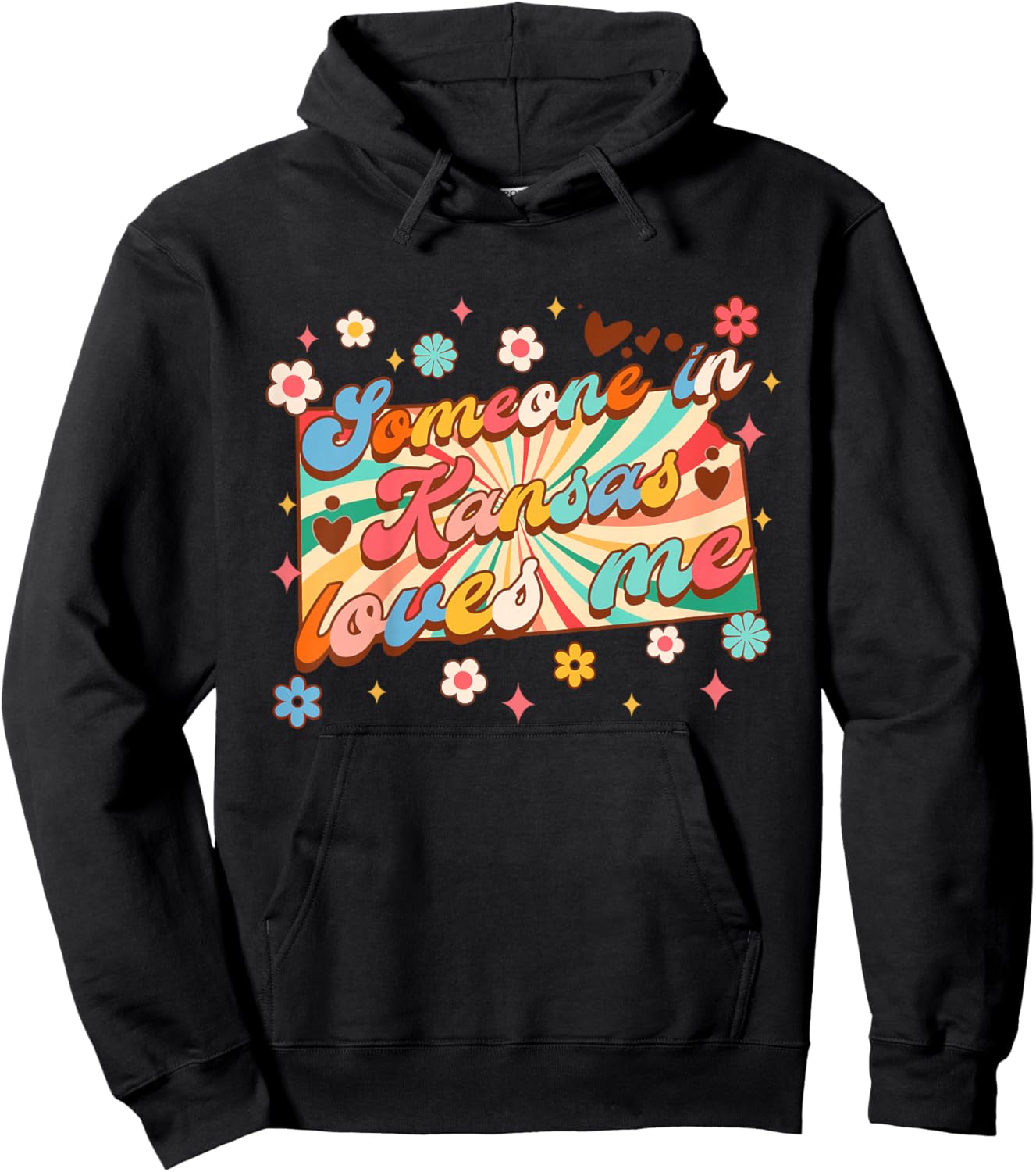 Kids Made In Kansas Baby Shower Someone In Kansas Loves Me Hoodie - Hoodie | Black
