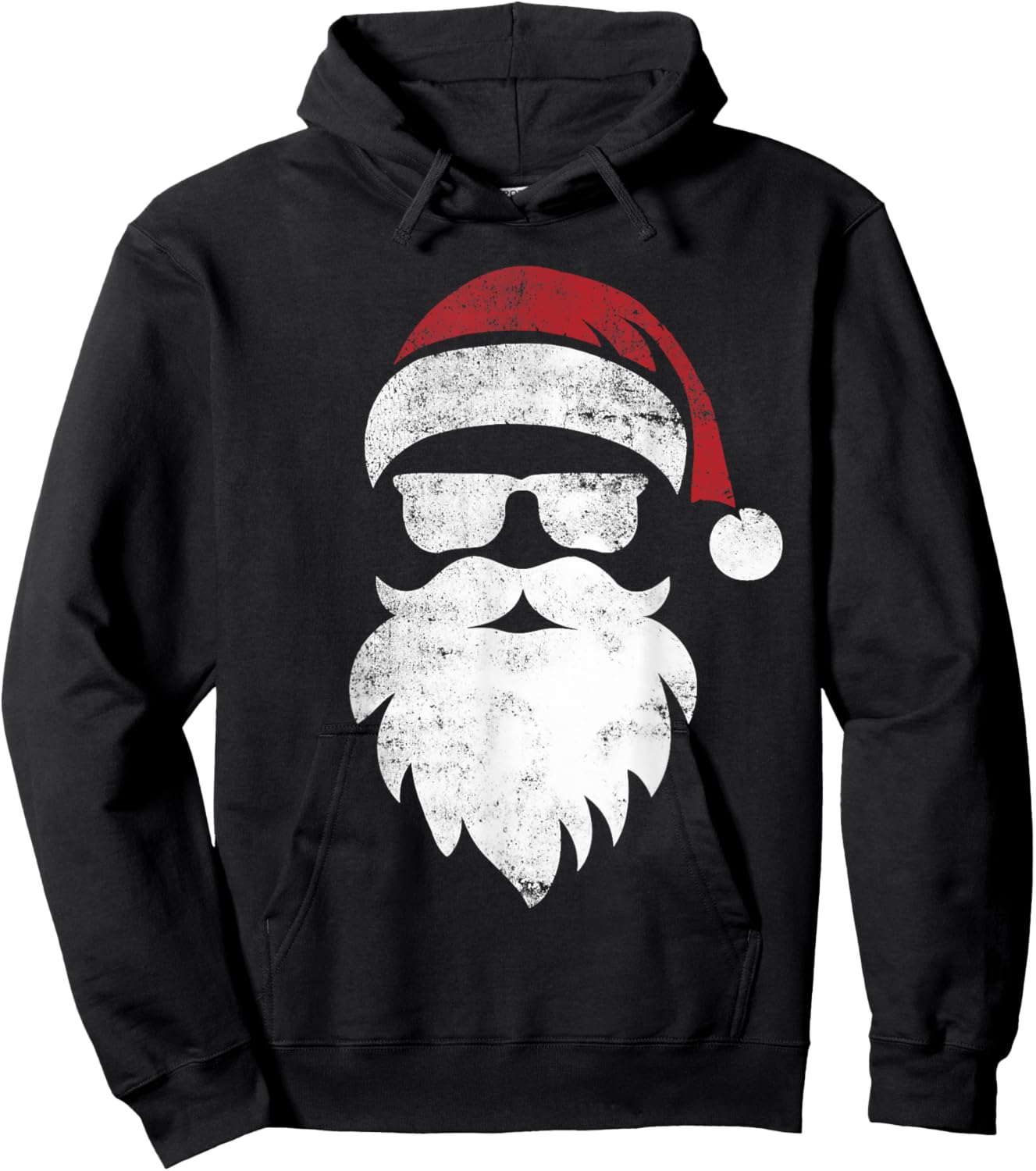 Santa Face Hipster Style Funny Christmas pajamas gifts Hoodie - Hoodie | Black