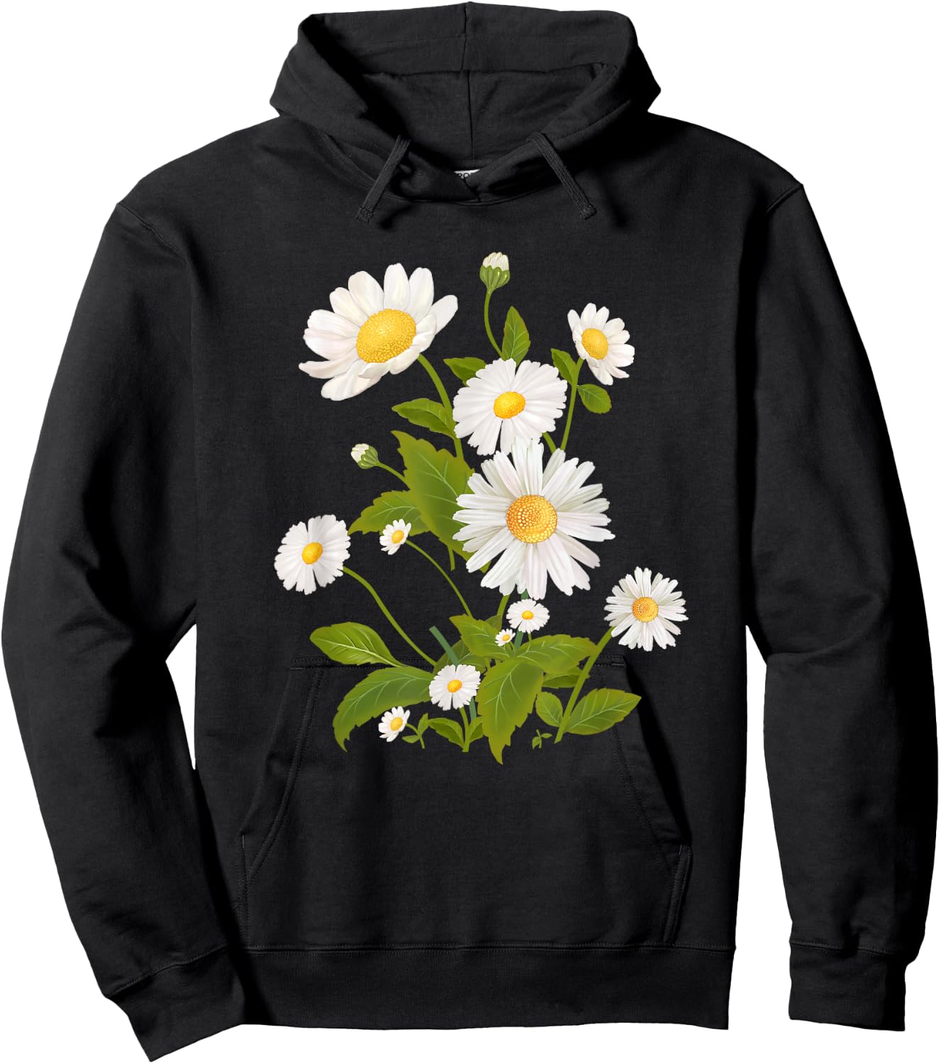 Daisy Print Shirt Marguerite Daisy Flower Hoodie - Hoodie | Black