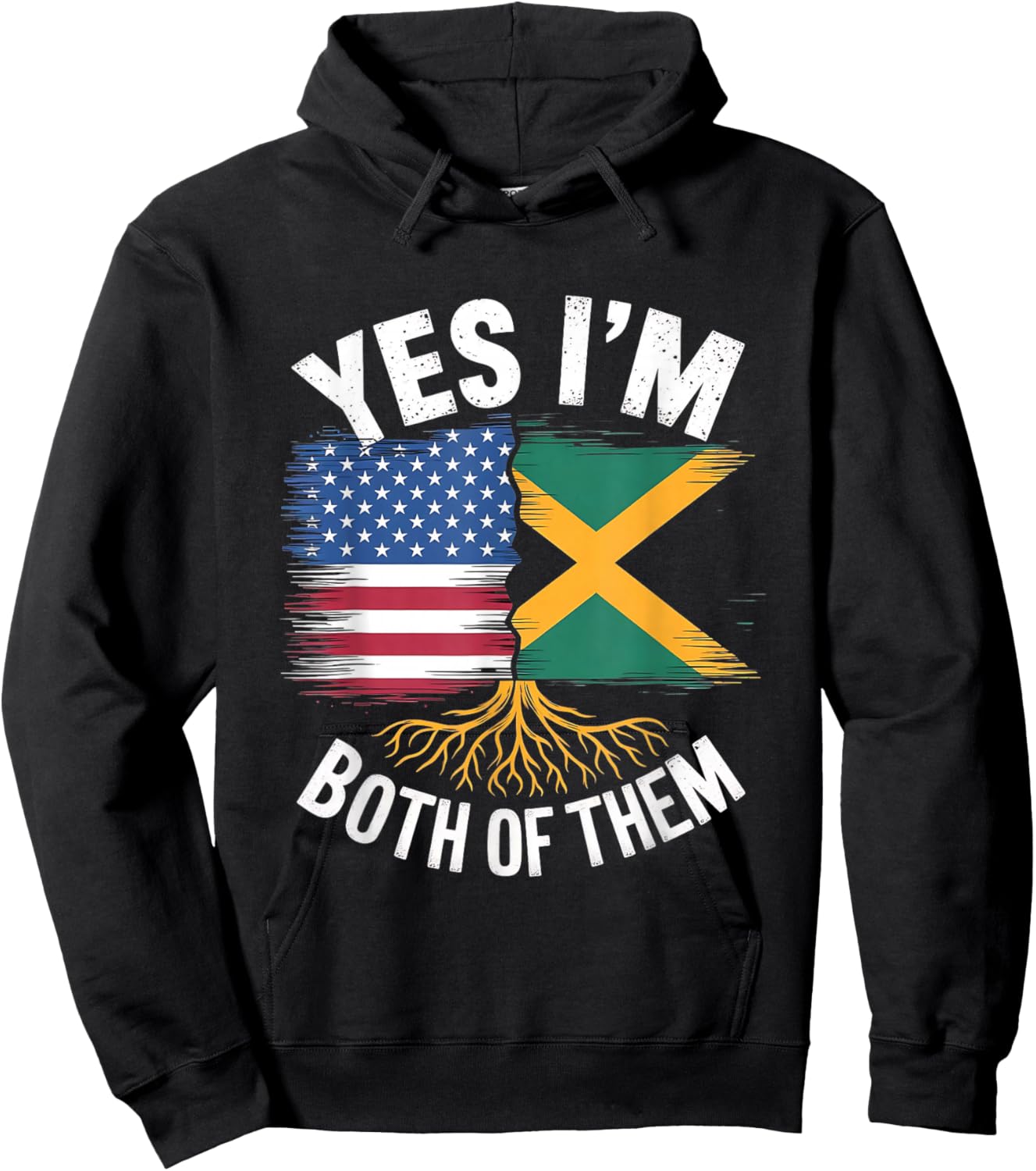 Yes I'm Both: American and Jamaican Roots DNA Pride Hoodie - Hoodie | Black