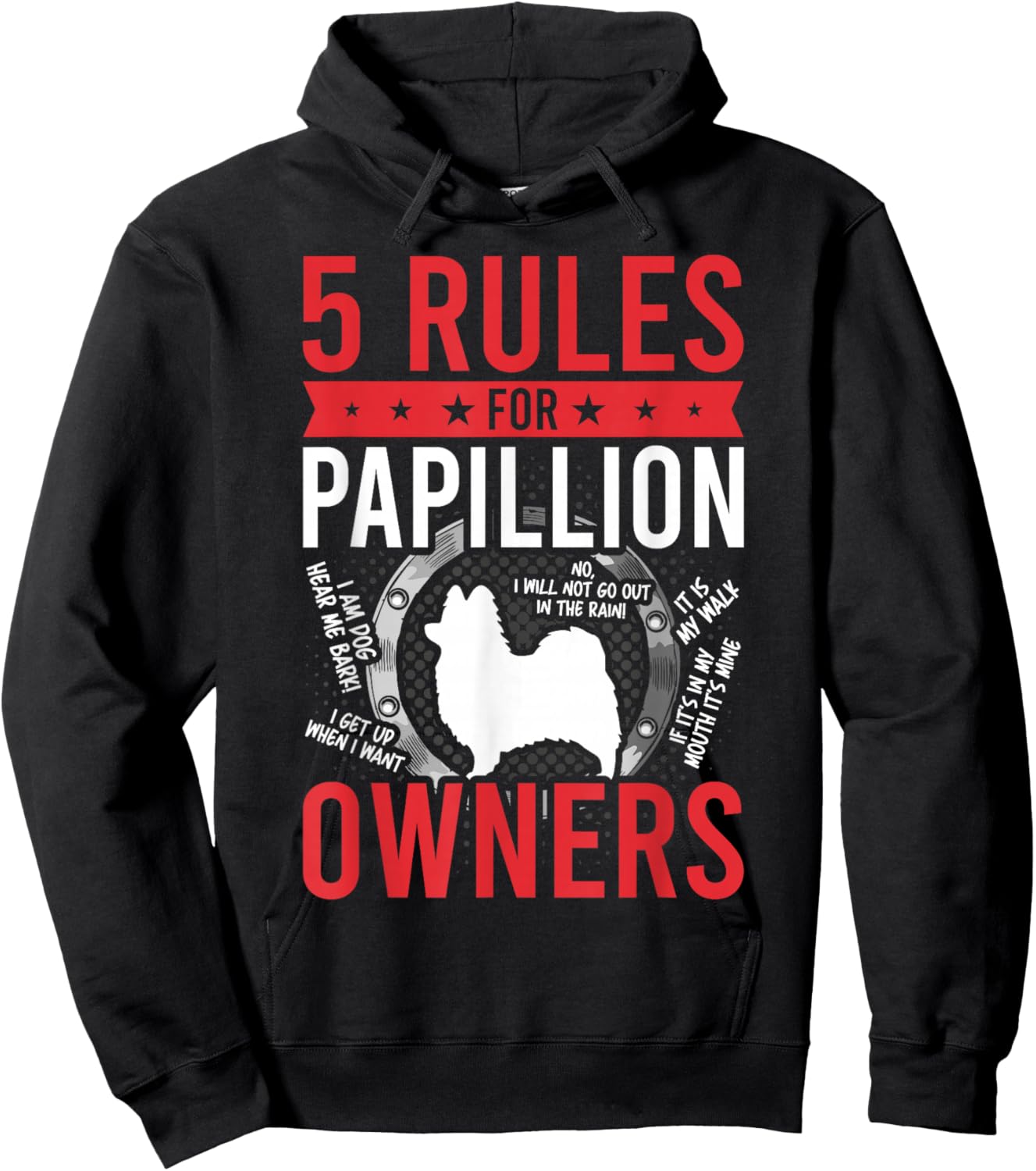 5 Rules for Papillion Dog Lover Hoodie - Hoodie | Black