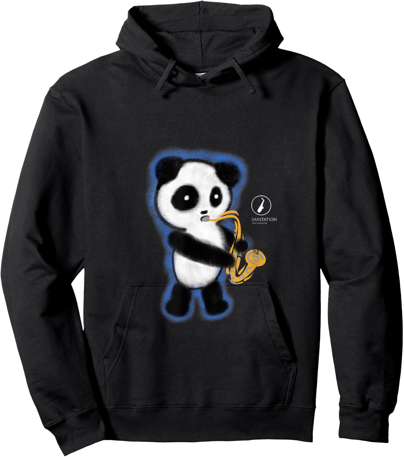 Panda Playing Saxophone Hoodie - Hoodie | Black