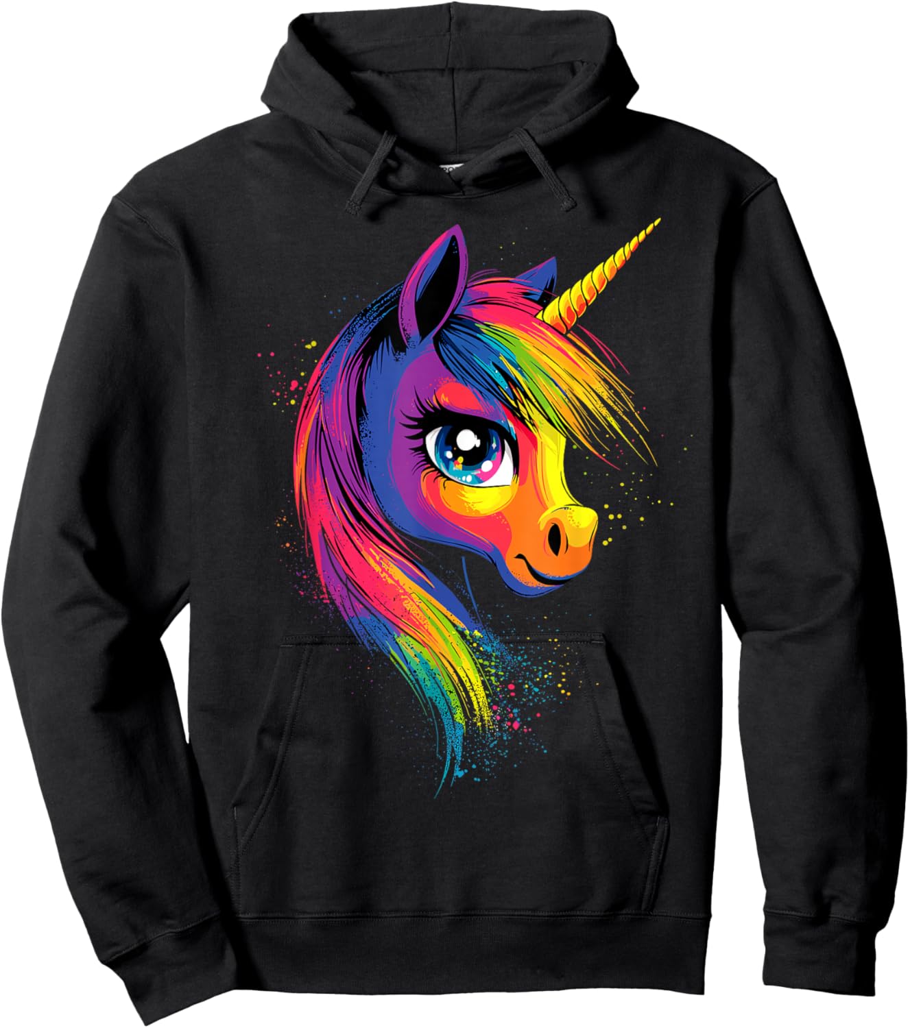 Einhorn Bunt Regenbogen Reiterin Pferde Reiten Einhörner Hoodie - Hoodie | Black