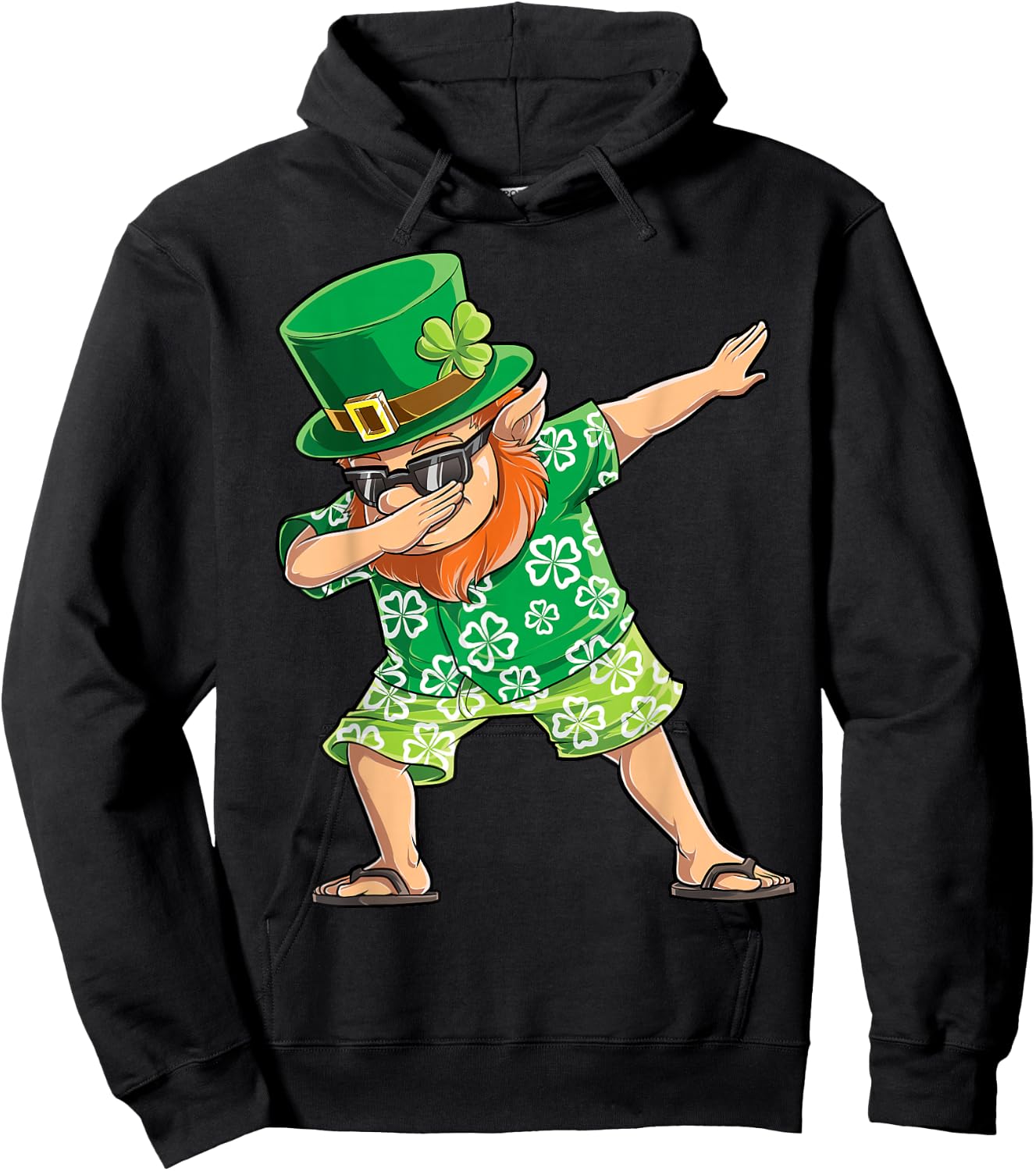 Dabbing Leprechaun St Patricks Day Boys Men Hawaiian Surfing Hoodie - Hoodie | Black