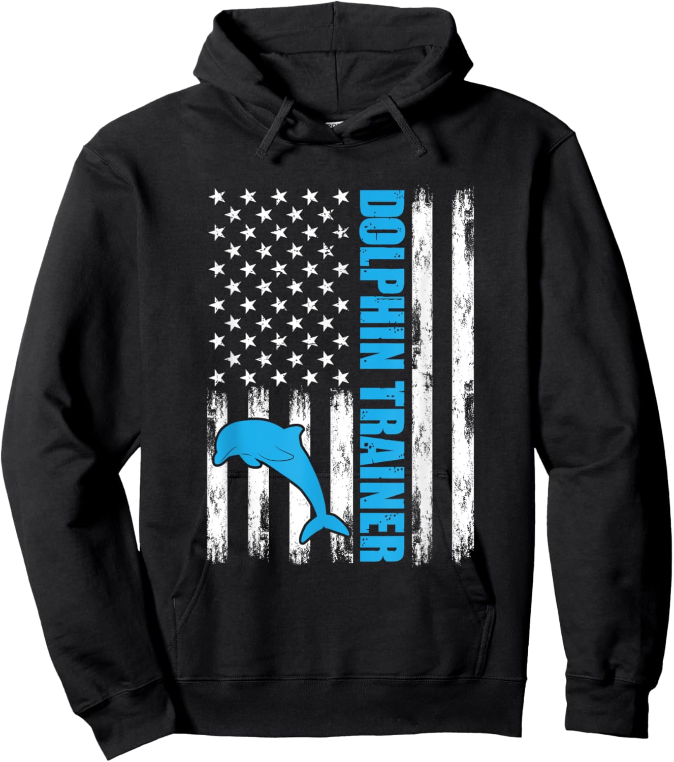 Dolphin American Flag Sea Ocean Animals Dolphin Trainer Hoodie - Hoodie | Black