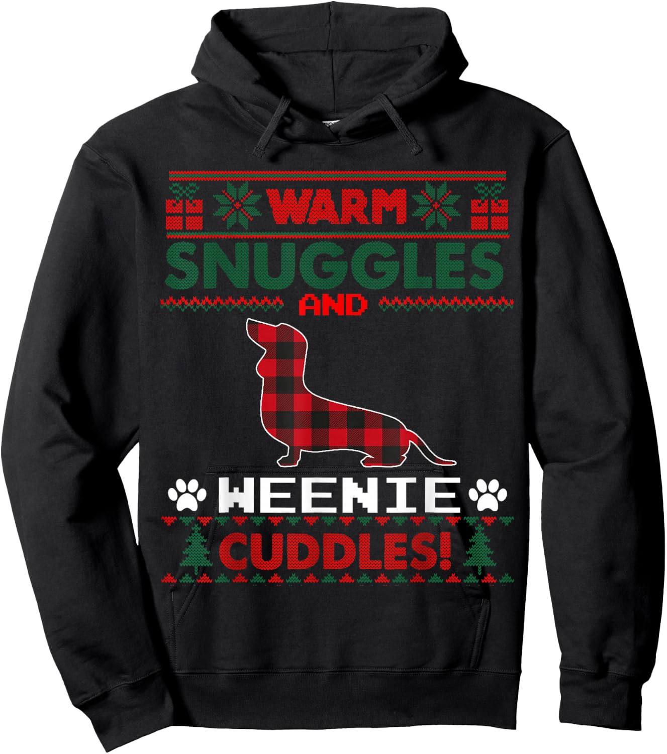 Weenie Christmas Pajama Shirt Weiner Ugly Christmas Sweater Men Women Kids Hoodie - Hoodie | Black