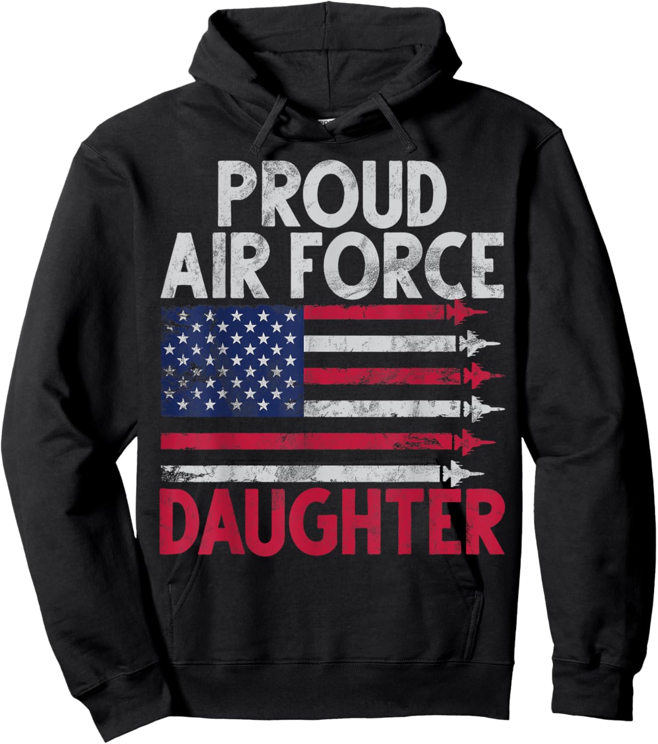 Proud Air Force Daughter Veteran's Day Granddaughter Hoodie - Hoodie | Black