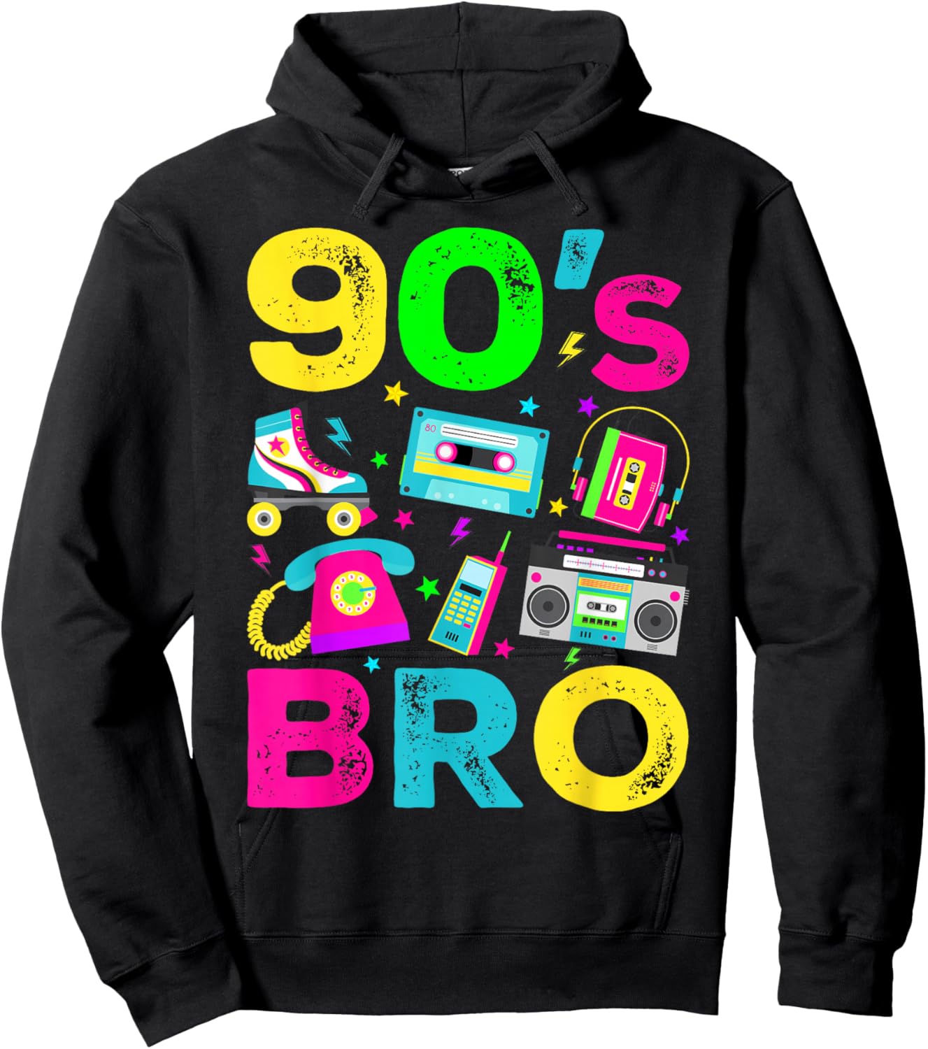 90s Bro 1990s Vintage Style Nineties Retro Party Hoodie - Hoodie | Black