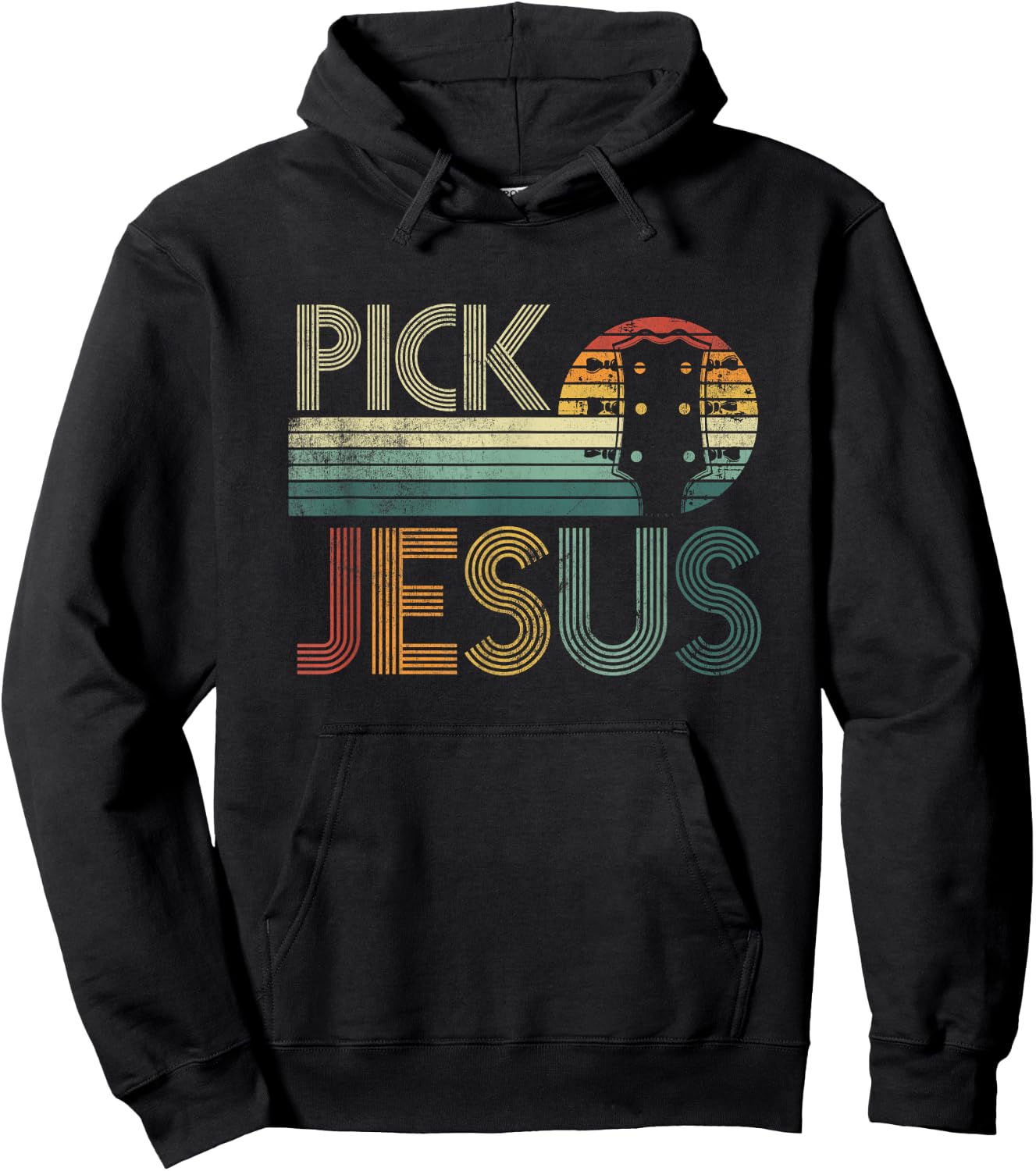 Pick Jesus Religious Musician Idea Guitar Worship Hoodie - Hoodie | Black