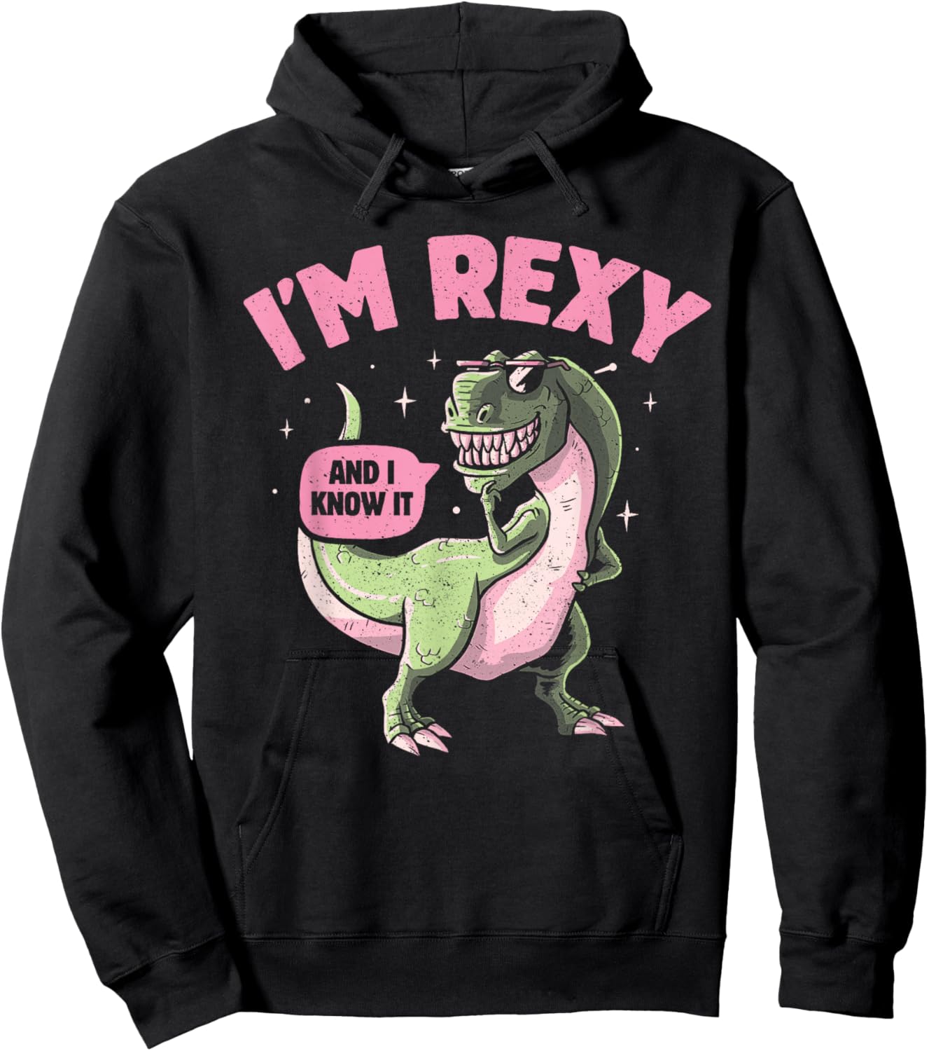 I'm Rexy And I Know It Summer Funny T-Rex Pun Dinosaur Hoodie - Hoodie | Black