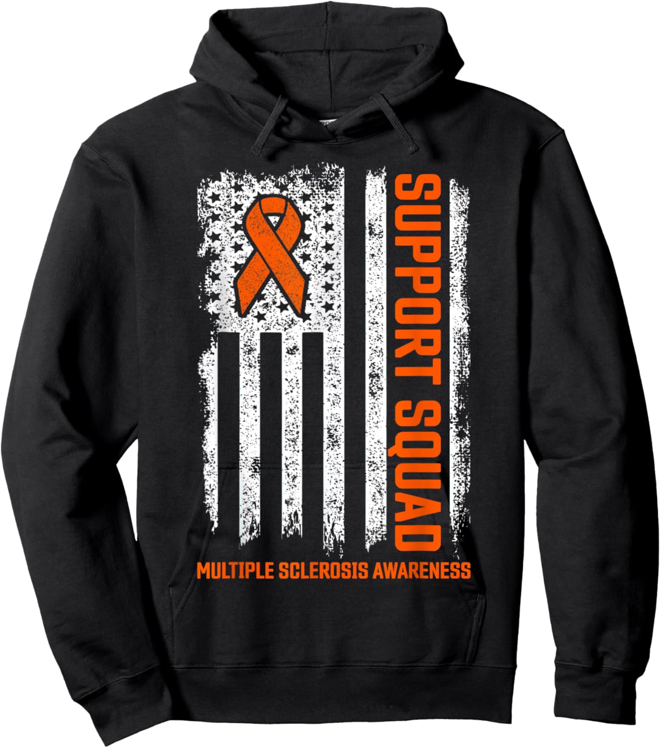 MS Flag Orange Support Squad Multiple Sclerosis Awareness Hoodie - Hoodie | Black
