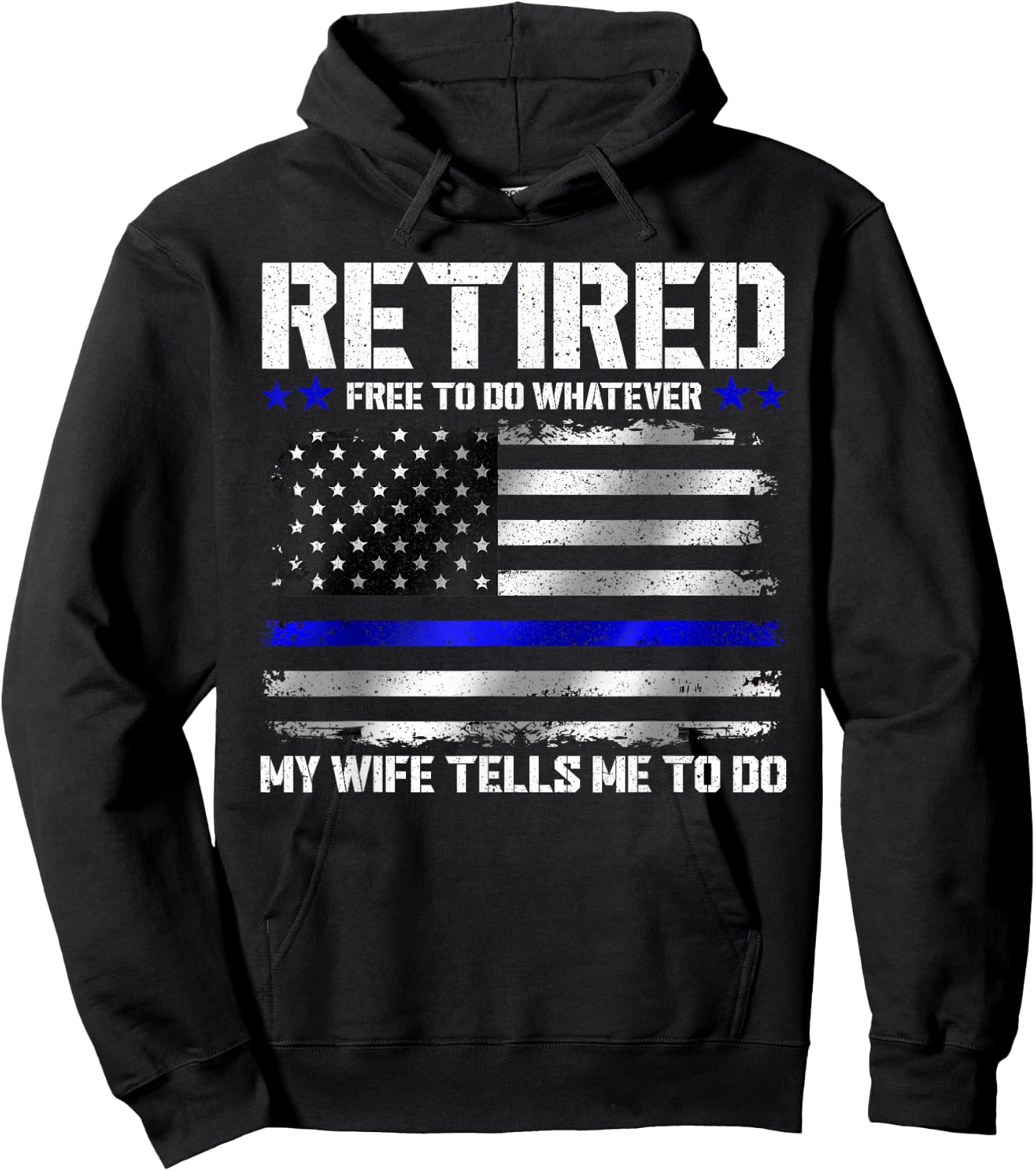 Retired Police Officer Shirt Funny Retired Thin Blue Line Hoodie - Hoodie | Black
