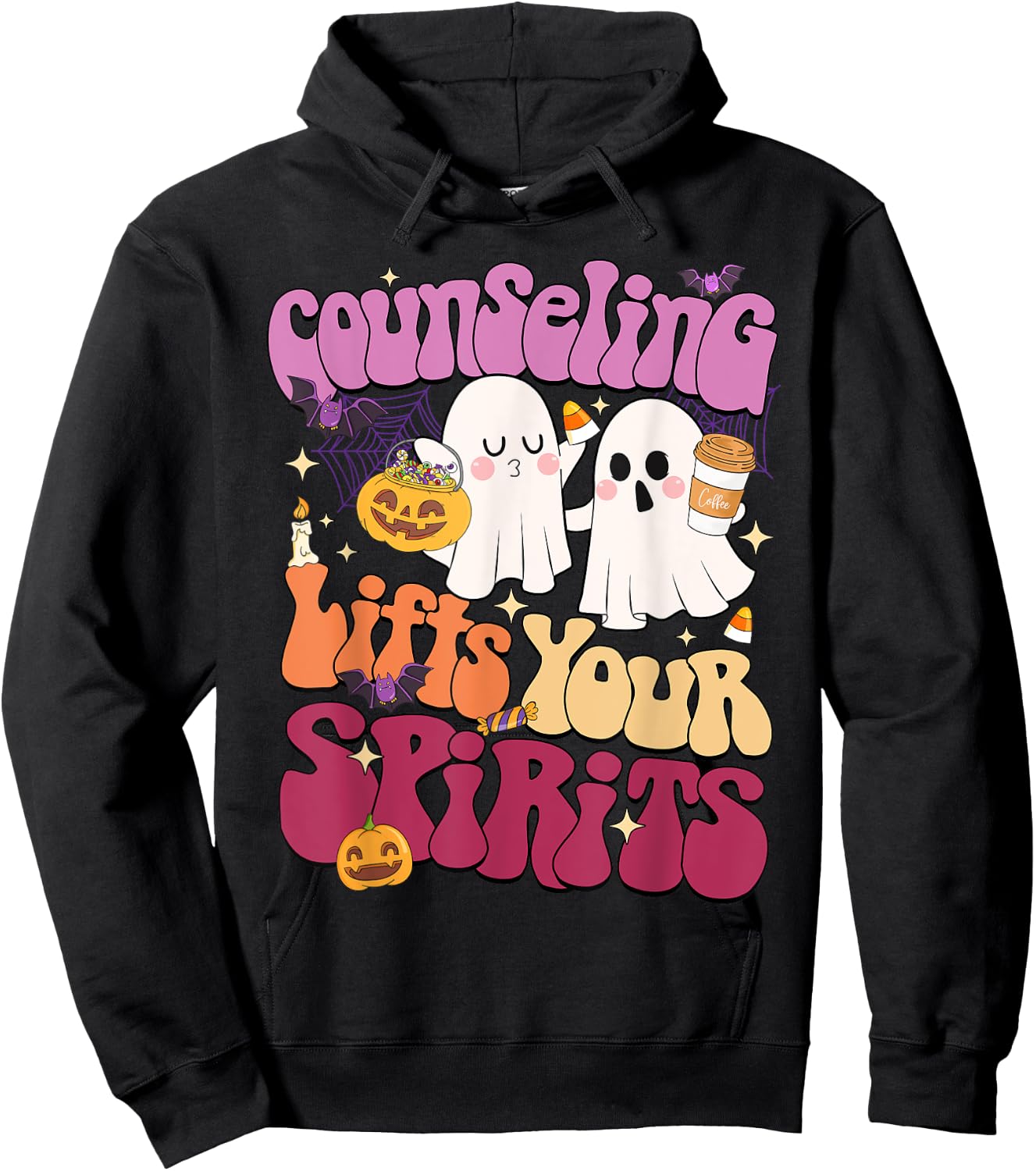 Counseling Lifts Your Spirits School Counselor Ghost Hoodie - Hoodie | Black