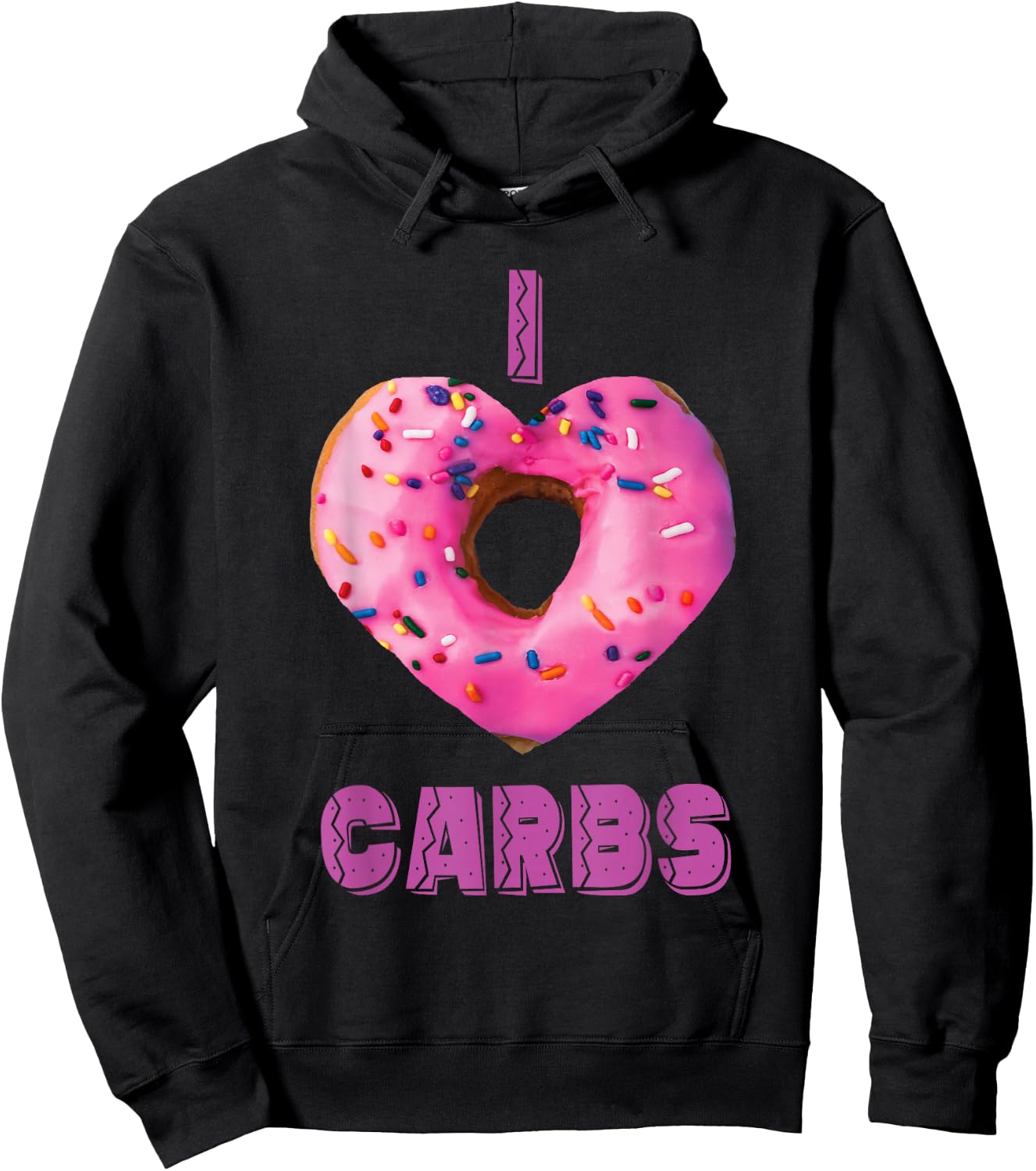 I Love Carbs Pink Hoodie - Hoodie | Black