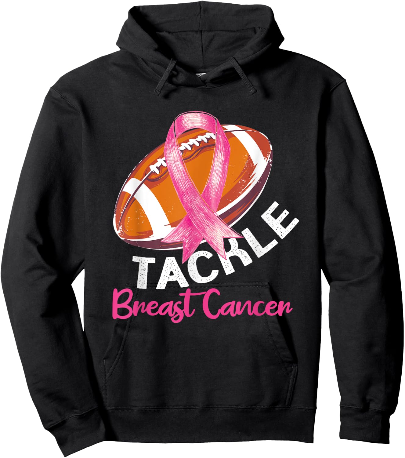 Football Breast Cancer Awareness Shirt for Husbands Men Dad Hoodie - Hoodie | Black