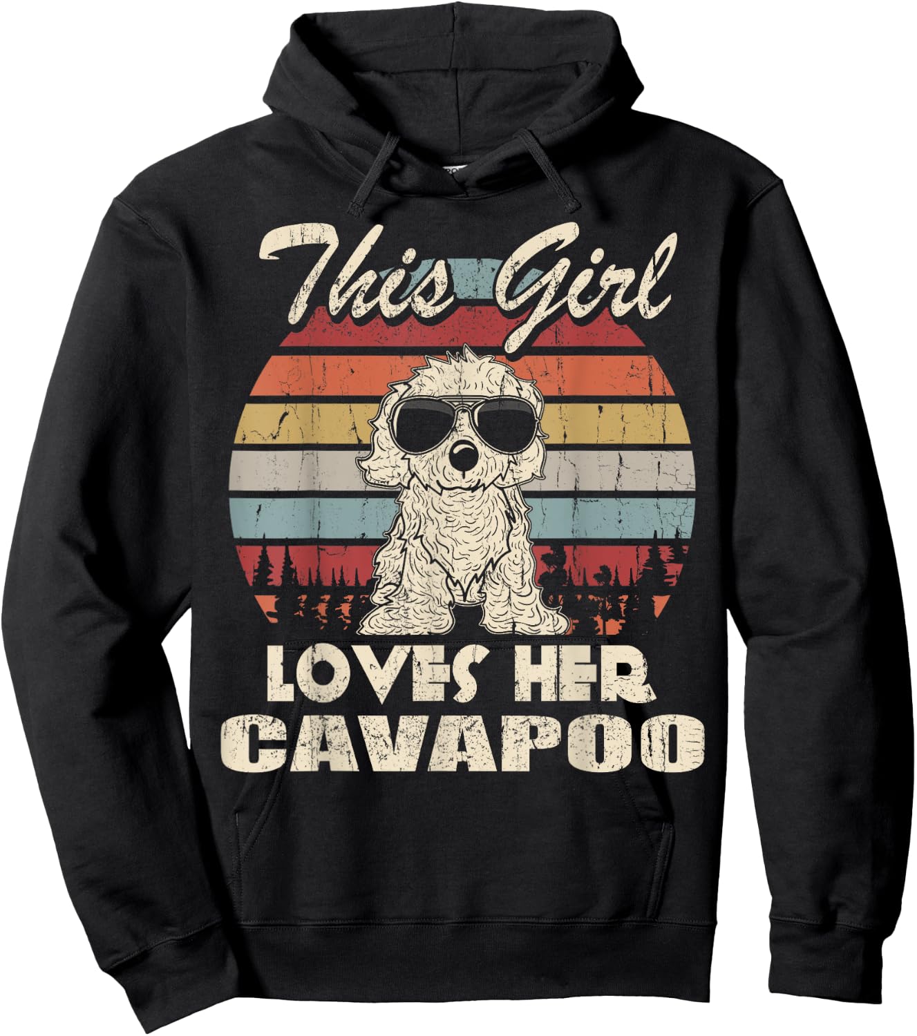 Cavapoo Girl Cool Vintage Retro for Dog Mom Hoodie - Hoodie | Black
