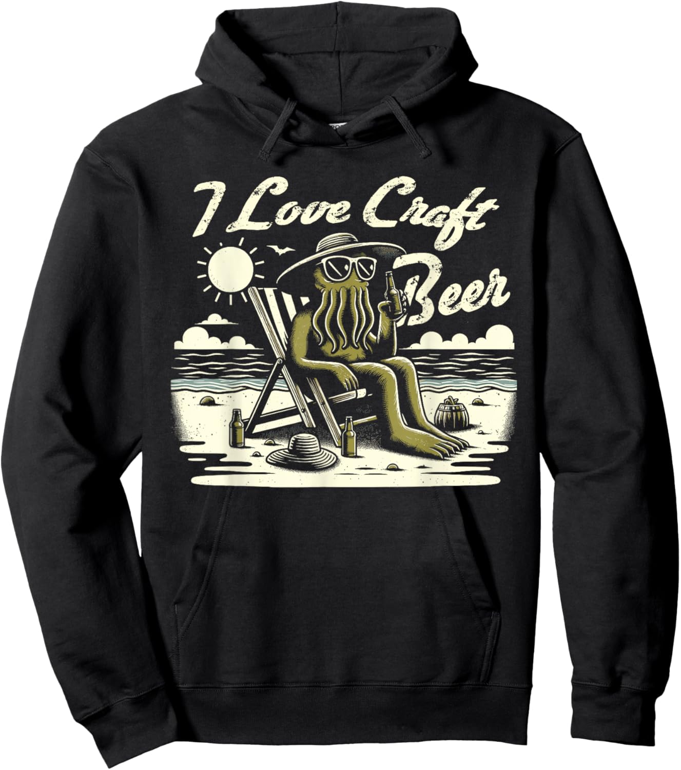 Cthulhu I Love Craft Beer, Cosmic Horror Home Brew Hoodie - Hoodie | Black