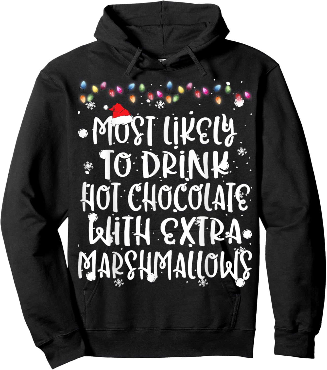Most Likely To Drink Hot Chocolate Christmas Family Matching Hoodie - Hoodie | Black