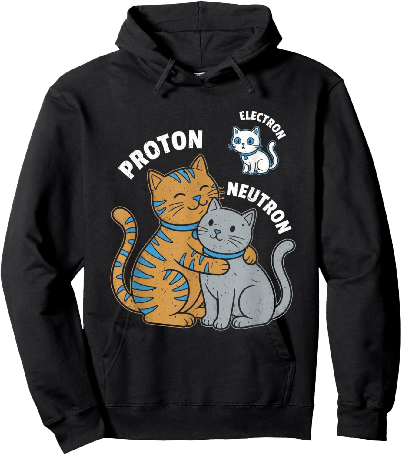 Science Cat Atom Proton Neutron Electron Physics Humor Hoodie - Hoodie | Black